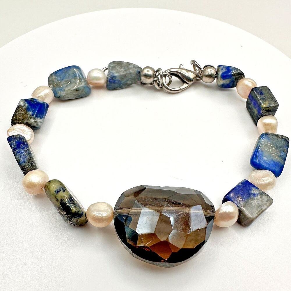 Vintage 90s Silver Tone Beaded Boho Retro Bracelet Women's Classic Jewelry